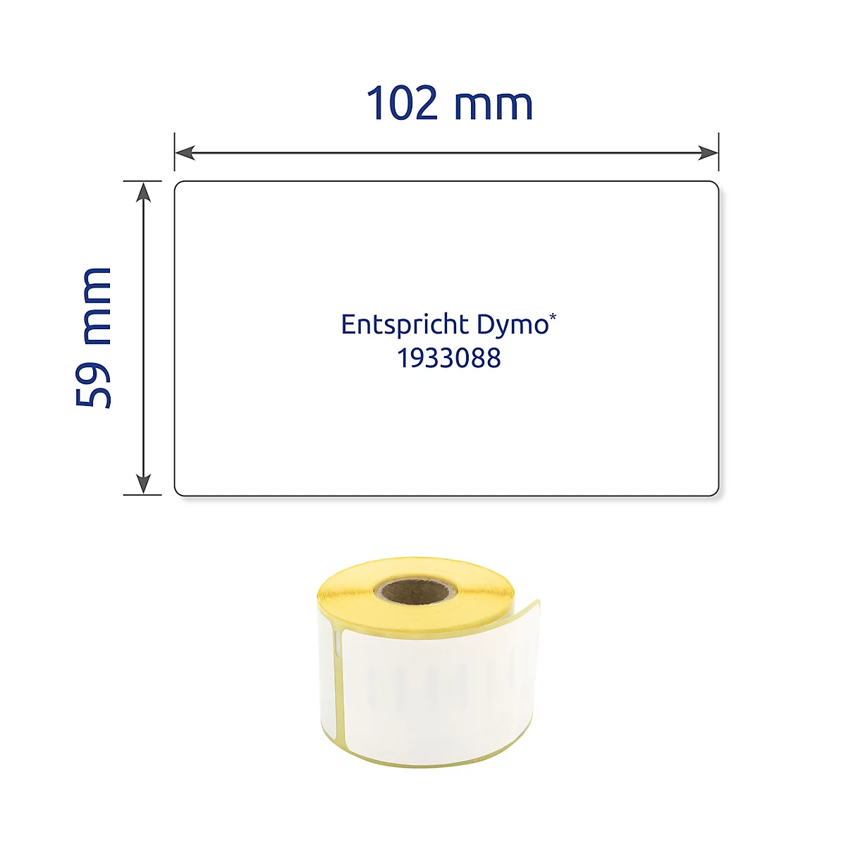 Avery® Zweckform Rollenetiketten, kompatibel mit DYMO® LabelWriter™ Serie 300/400/450/4XL/Wireless, permanenthaftend, B 102 x H 59 mm, weiß, 300 Stück