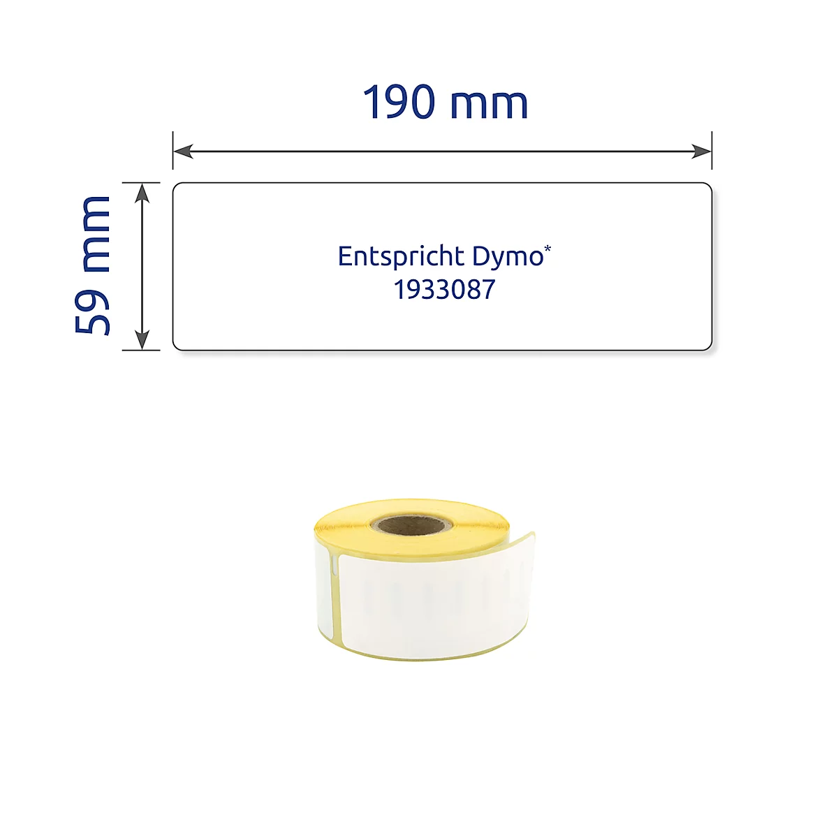 Avery® Zweckform Rollenetiketten, kompatibel mit DYMO® LabelWriter™ Serie 300/400/450/4XL/Wireless, permanenthaftend, B 190 x H 59 mm, weiß, 170 Stück