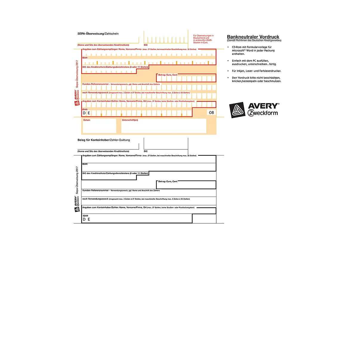 AVERY™ Zweckform SEPA-overschrijving/betalingsbewijs nr. 2817