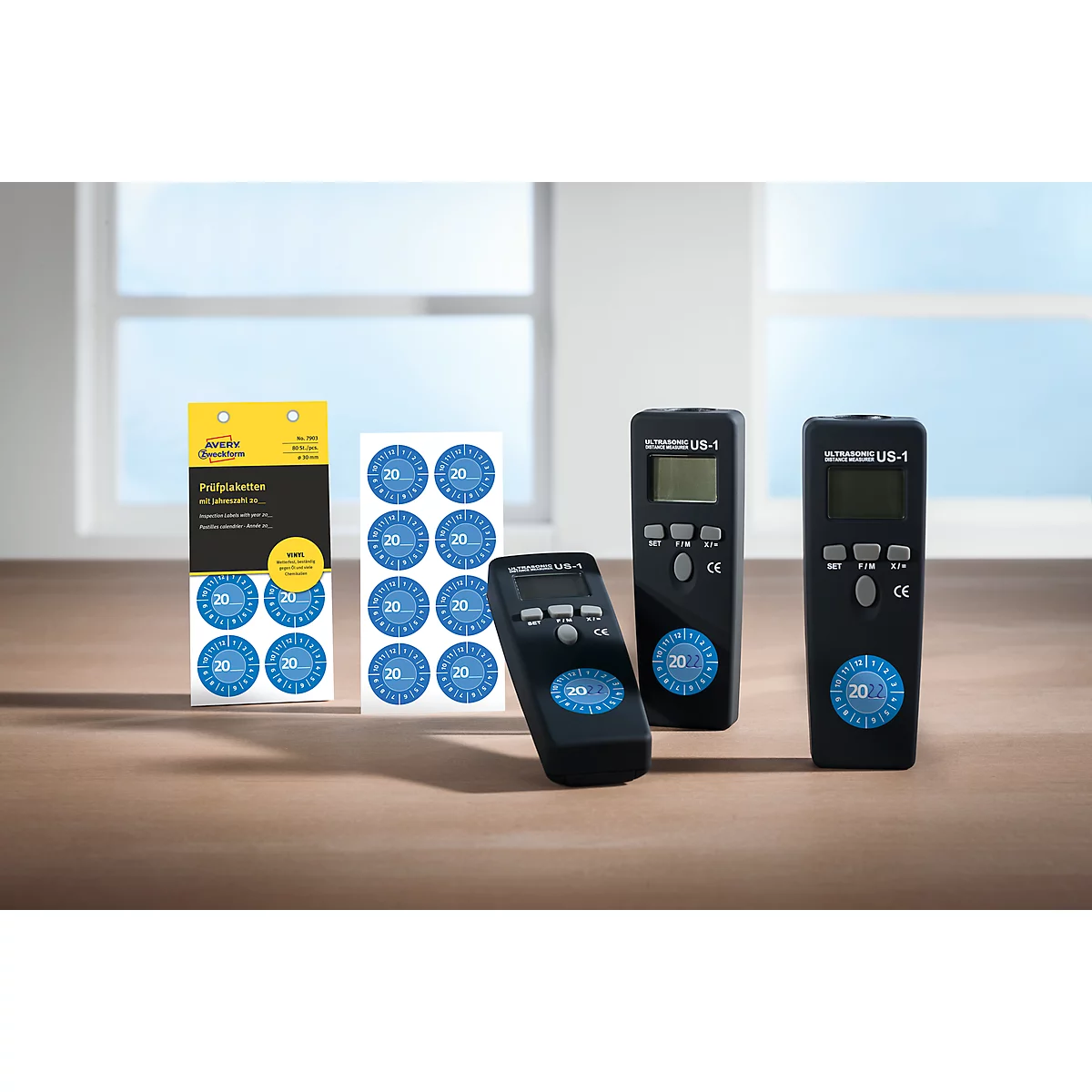 Avery Zweckform testbadges met jaartal 20xx, Ø 30 mm, PVC-folie op papier, blauw
