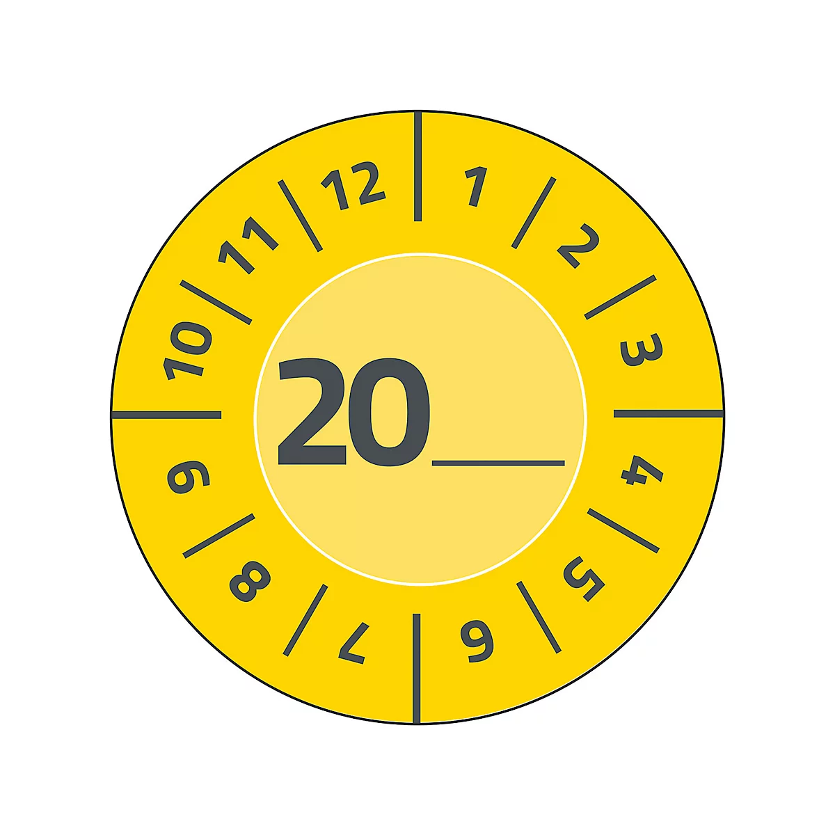 Avery Zweckform testbadges met jaartal 20xx, Ø 30 mm, PVC-folie op papier, geel