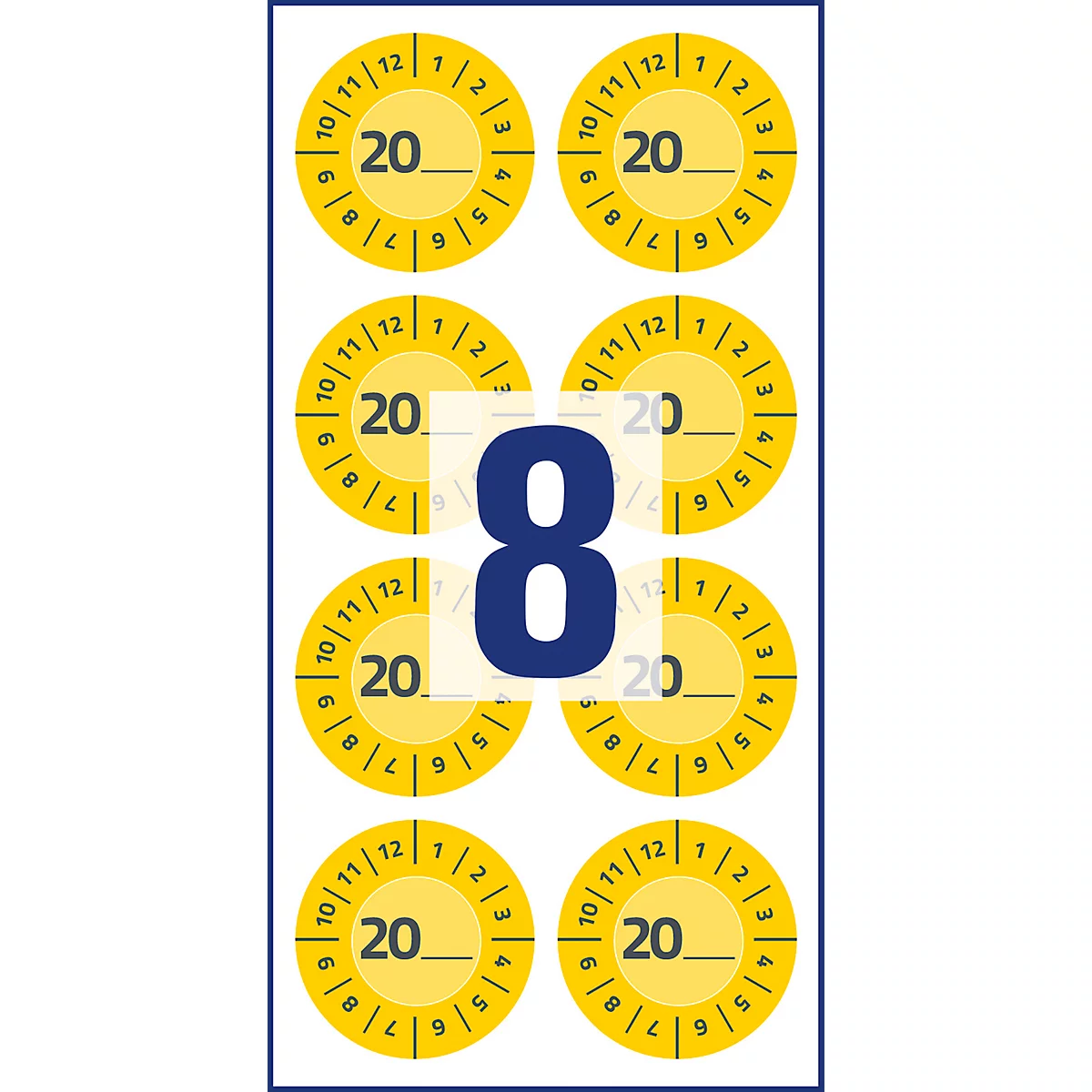Avery Zweckform testbadges met jaartal 20xx, Ø 30 mm, PVC-folie op papier, geel