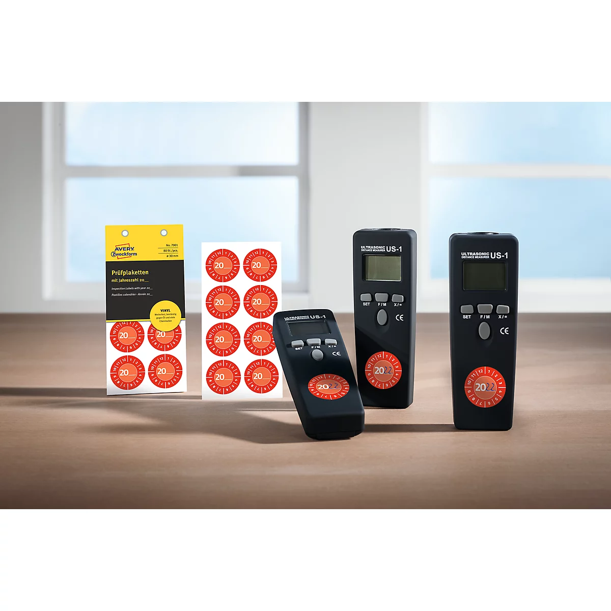 Avery Zweckform testbadges met jaartal 20xx, Ø 30 mm, PVC-folie op papier, rood