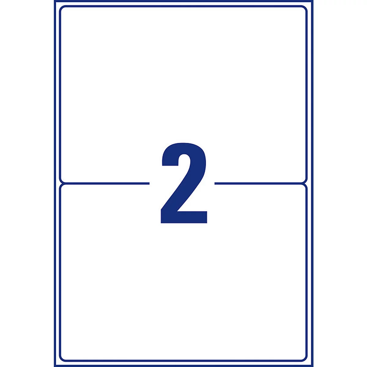 A blue numbered 2 is depicted on a white background, which is divided by a horizontal line.