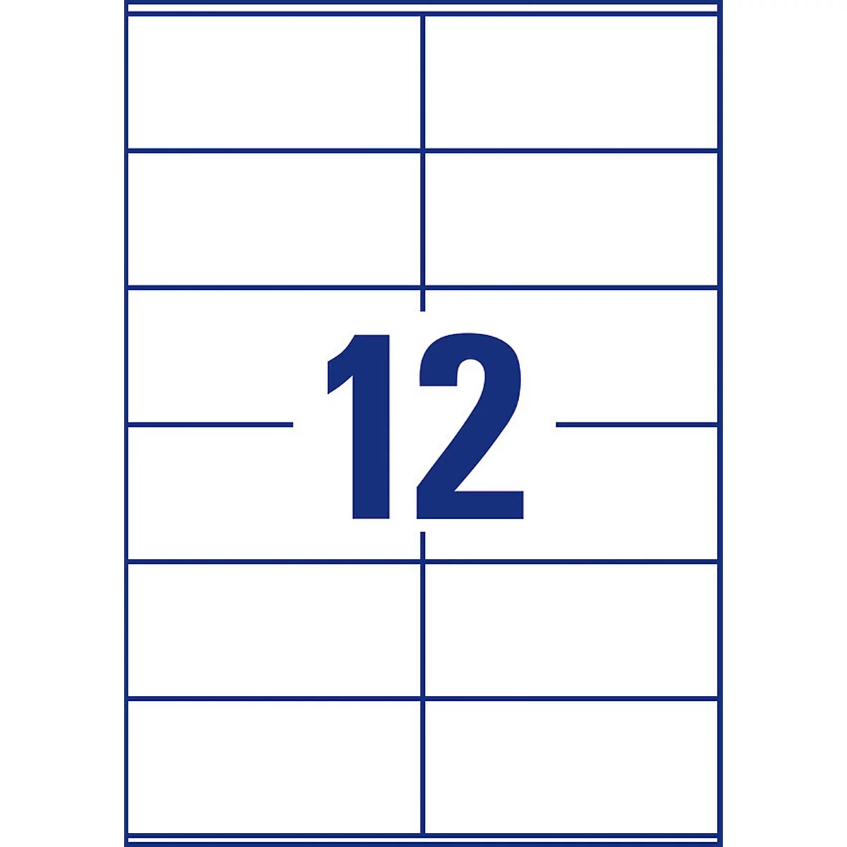 A white sheet with blue lines, divided into rectangular sections. In the middle, the number 12 is shown in blue.