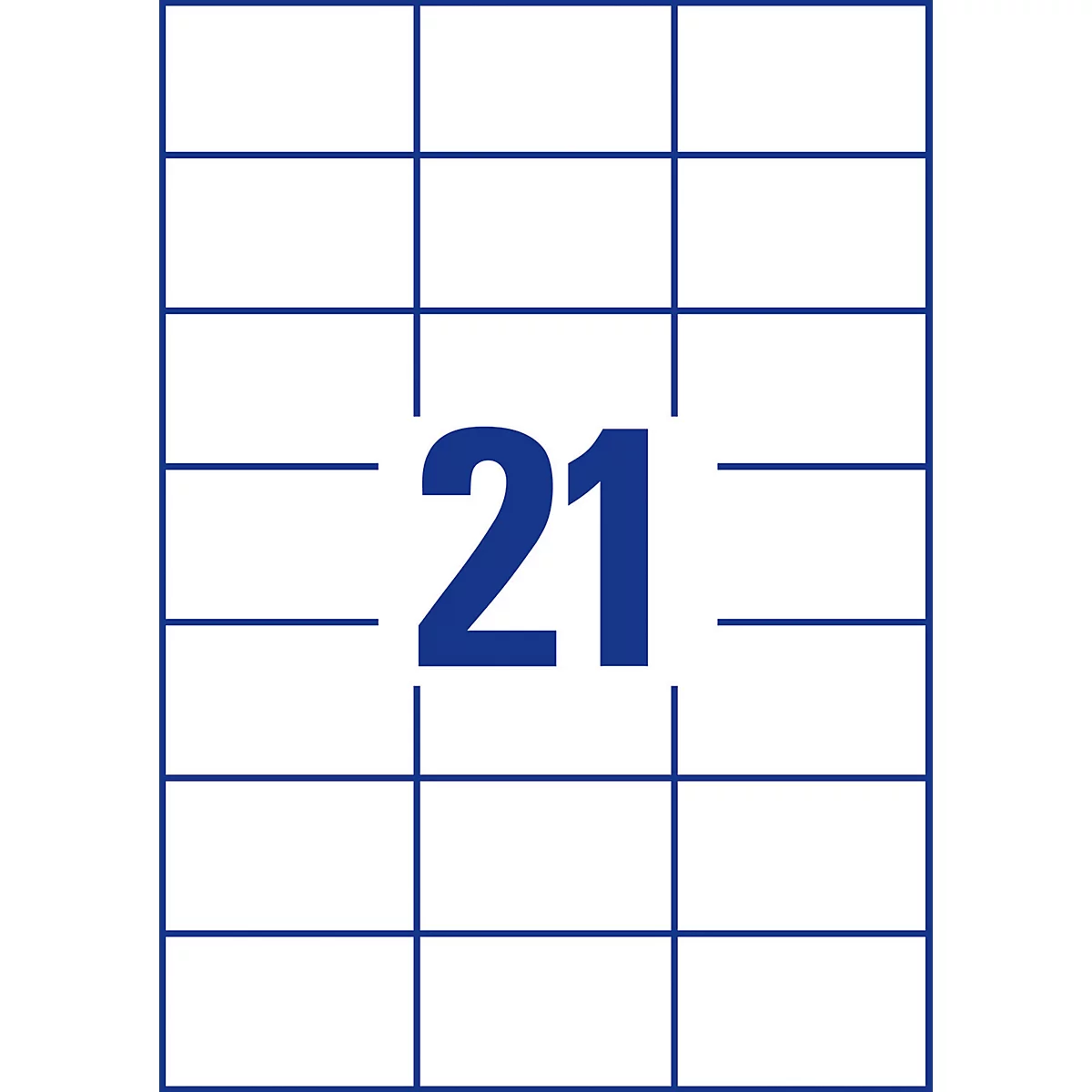 A white sheet with a blue grid and the number 21 in blue.