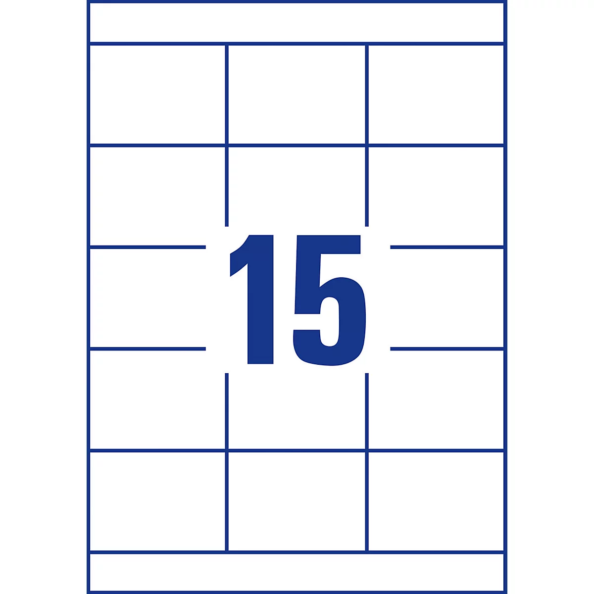 White sheet with a blue grid, the number 15 in the middle.