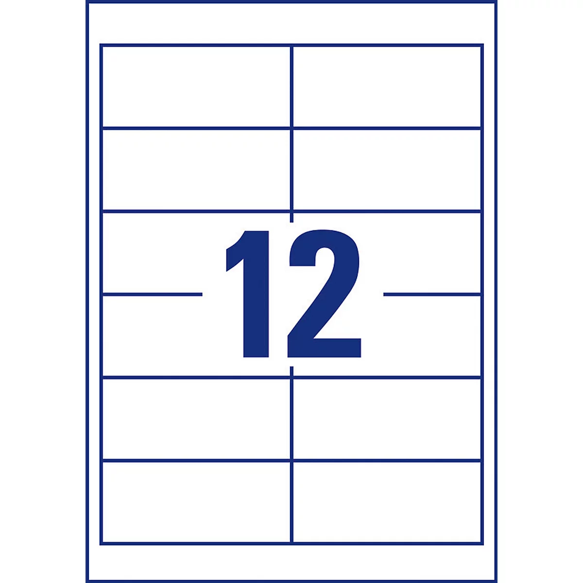 Sticker with 12 fields, blue lines on white background, blue number 12.
