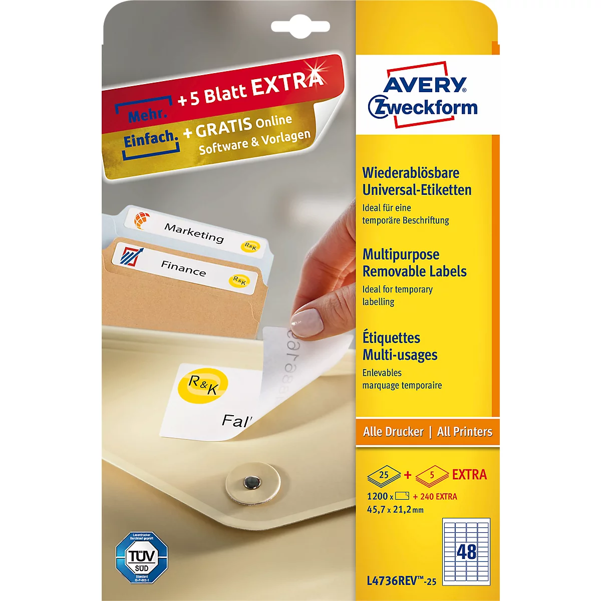 AVERY Zweckform universele etiketten, 45,7 x 21,2 mm, verwijderbaar
