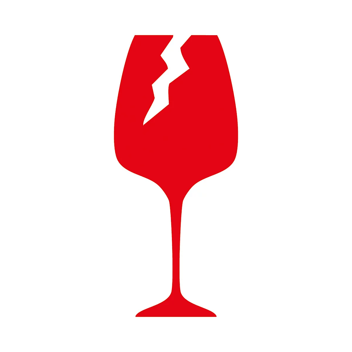 Red, broken wine glass symbol on a white background.