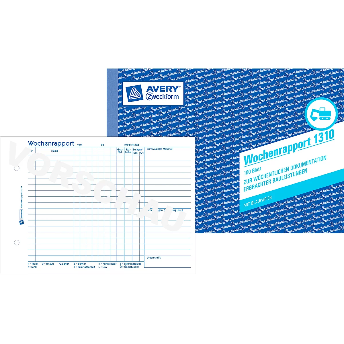 AVERY® Zweckform Wochenrapport, 2 Blatt Nr. 1310