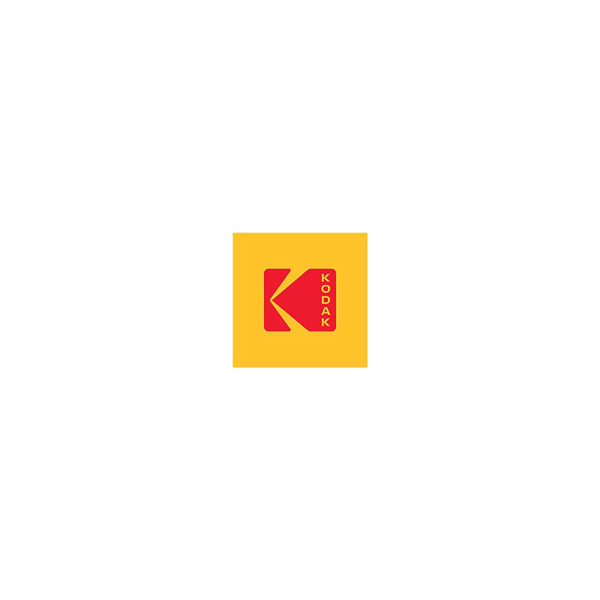Das rot-gelbe Firmenlogo von Kodak auf gelbem Hintergrund.