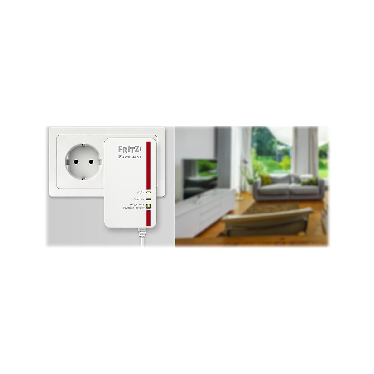 AVM FRITZ!Powerline 1240E - WLAN Set - Powerline Adapterkit 1GbE, HomePlug AV (HPAV) 2.0, IEEE 1901 - Wi-Fi - 2,4 GHz - an Wandsteckdose anschließbar (Packung mit 2)