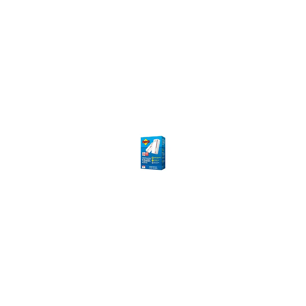 AVM FRITZ!Powerline 1260E - WLAN Set - Powerline Adapterkit 1GbE, HomePlug AV (HPAV) 2.0, IEEE 1901 - Wi-Fi 5 - Dual-Band - an Wandsteckdose anschließbar