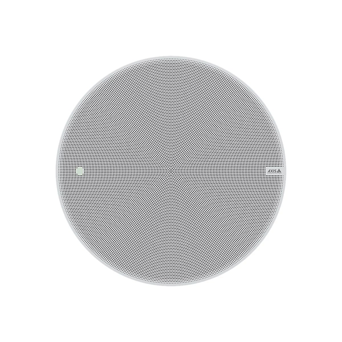 Ein runder weißer Deckenlautsprecher mit kleinen Löchern. Auf der rechten Seite ist der Schriftzug "AXIS" zu sehen.