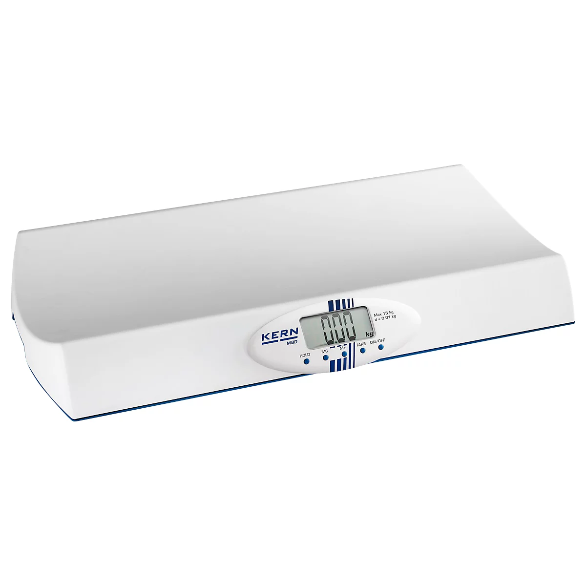 Babywaage KERN MBD 20K-2S05, Hold-Funktion, Differenzfunktion, Kunststoff-Liegefläche, Auto-Off, kg/lb, B 597 x T 350 x H 74 mm, weiß, 5er-Set