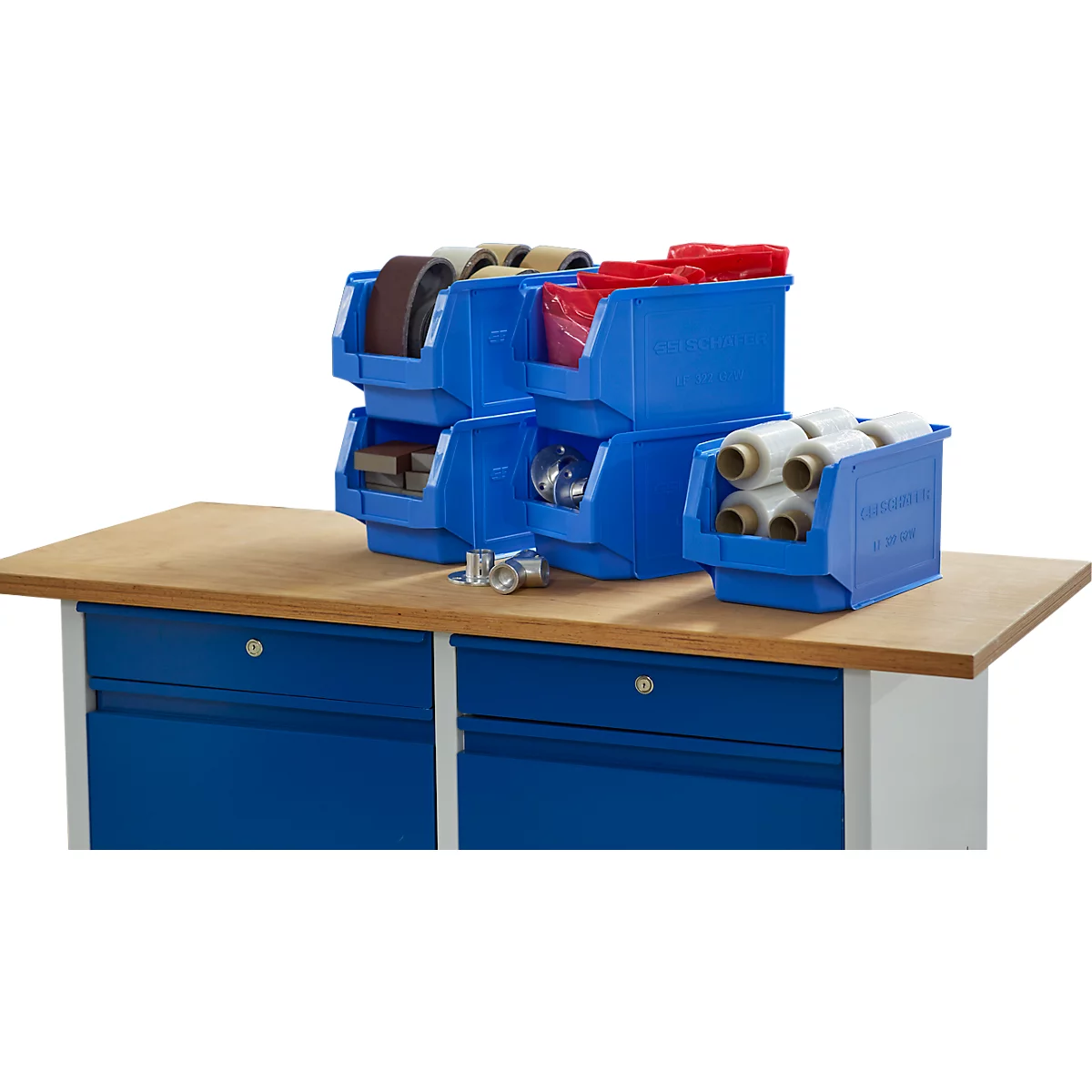 Bac à bec LF 322 SSI Schäfer - polypropylène - L 343 x l. 209 x H 200 mm - 10,4 L - bleu - set avantageux : 5 pièces
