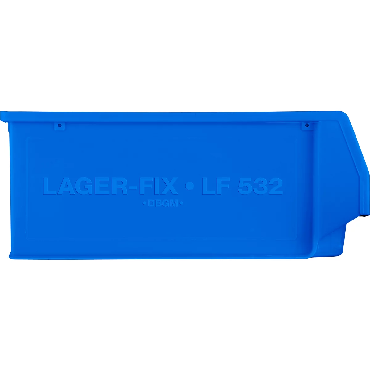Bac de stockage bleu avec lettrage blanc : LAGER-FIX • LF 532.