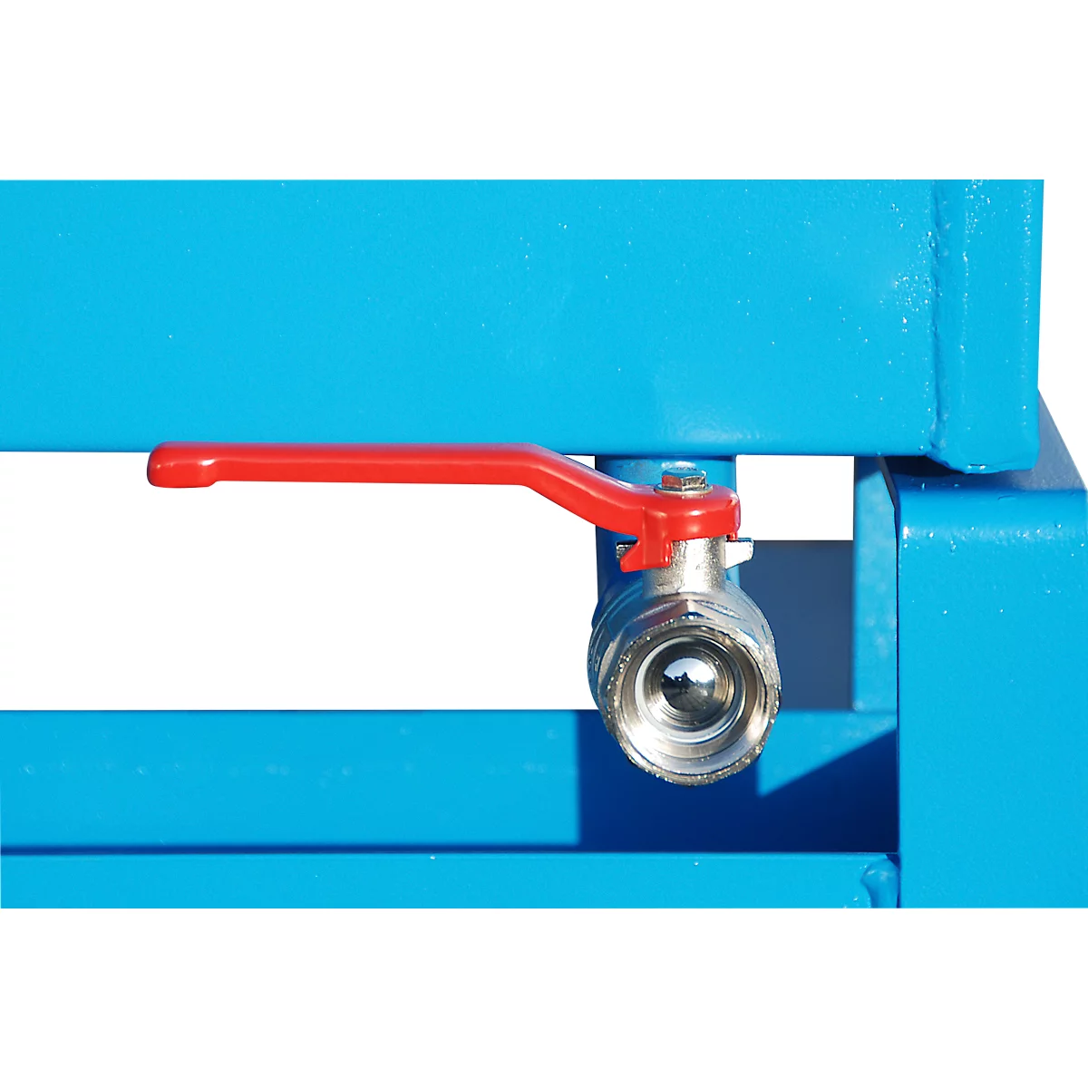 Bac à copeaux basculant Bauer SKW-ET 250, acier, bleu, L 1115 x P 820 x H 990 mm, 250 l, jusqu'à 300 kg, roulettes, basculement manuel, avec poches d'entrée