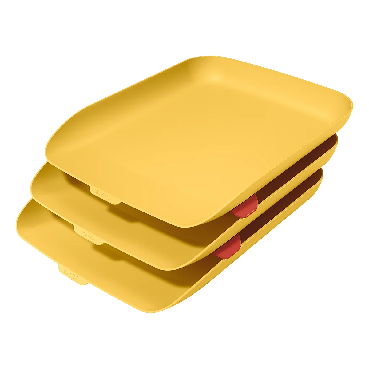 Bac à courrier Cosy Leitz®, pour documents A4, empilable, lot de 3, jaune