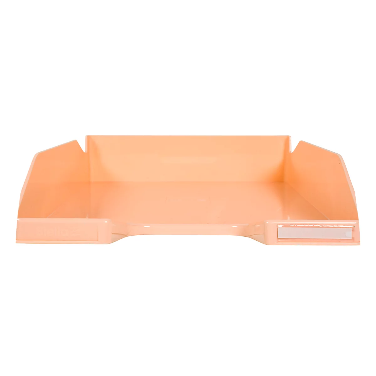 Bac en plastique orange clair conçu pour contenir du papier.