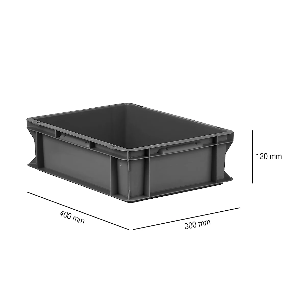 Bac à empiler série EURO EF 4120 - en plastique recyclé - 11,1 L - poignées fermées - gris fer