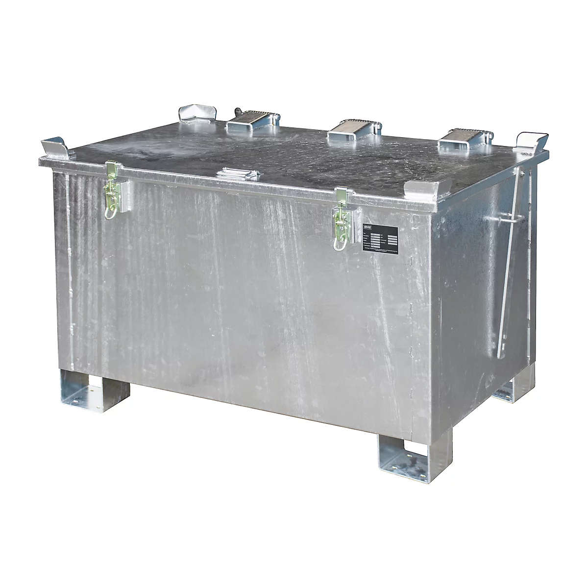 Bac d'entrepôt pour batteries au lithium-ion de type LIL 220, tôle d’acier, couvercle verrouillable, empilable 3 fois, l. 1200 x P 800 mm
