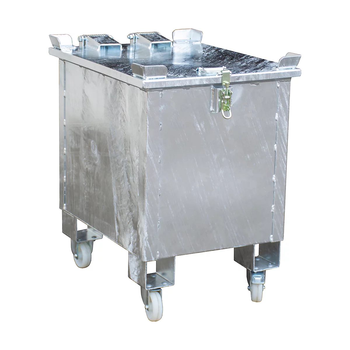 Bac d'entrepôt pour batteries au lithium-ion de type LIL 90, tôle d’acier, couvercle verrouillable, empilable 3 fois, l. 600 x P 800 mm