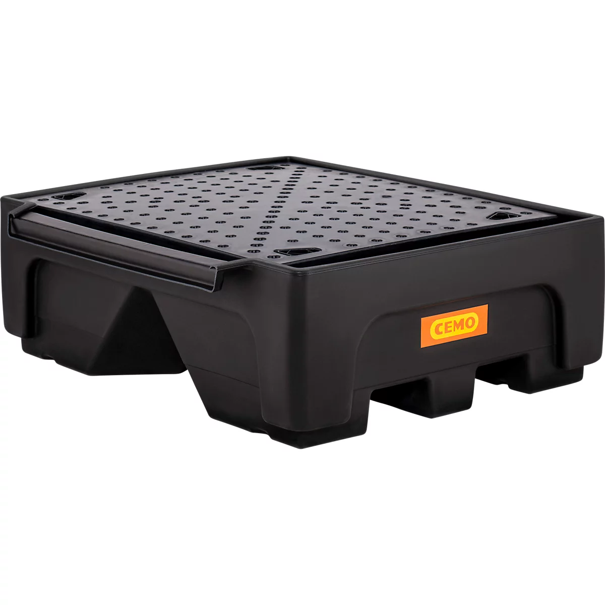 Bac d'extension IBC CEMO 500/1-PE, avec croix de soutien et plaque perforée en PE, volume 500 l, capacité de charge 1500 kg, avec homologation, polyéthylène, noir