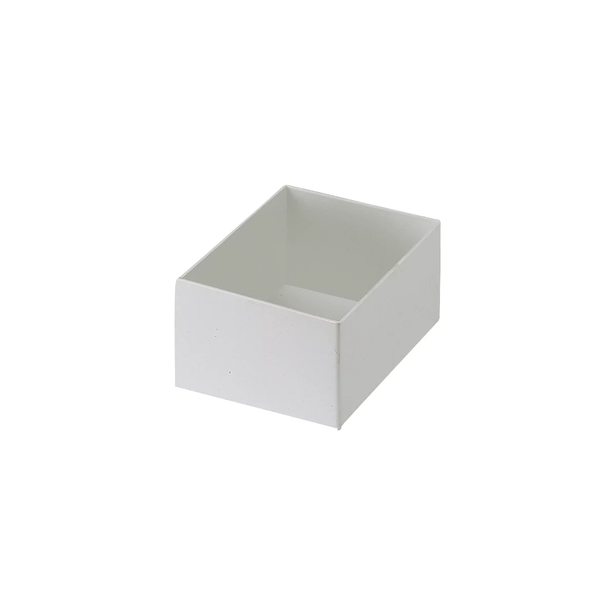 Bac incliné blanc de forme rectangulaire. Le dessus est ouvert.