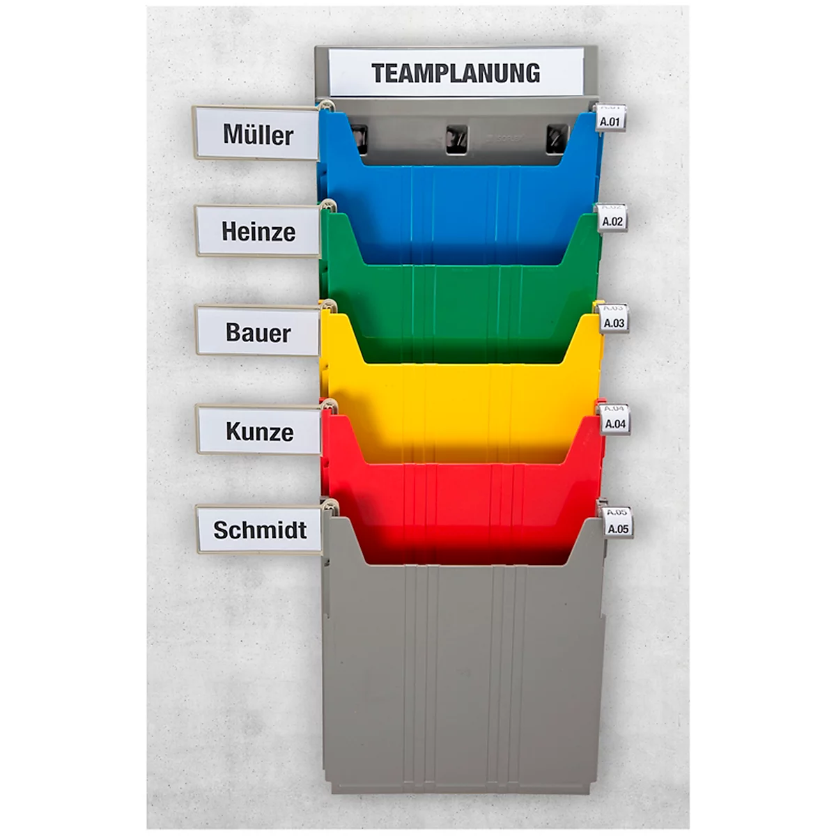 Bac de rangement Eichner Big, pour trieur mural, hauteur de remplissage 34 mm, L 262 x P 42 x H 302 mm, jaune