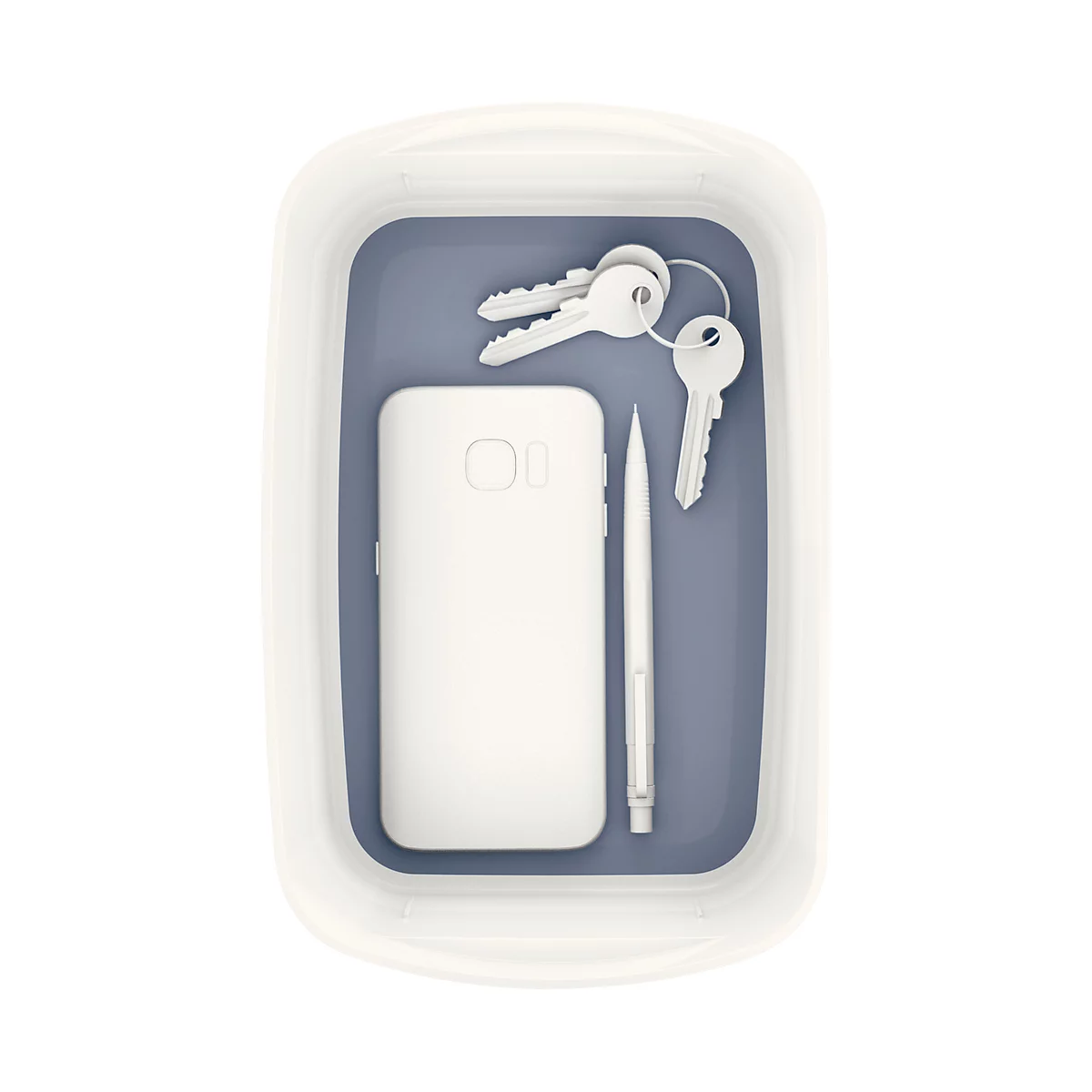 Bac de rangement MyBox Leitz, format A5, en plastique, pour ustensiles, blanc/gris