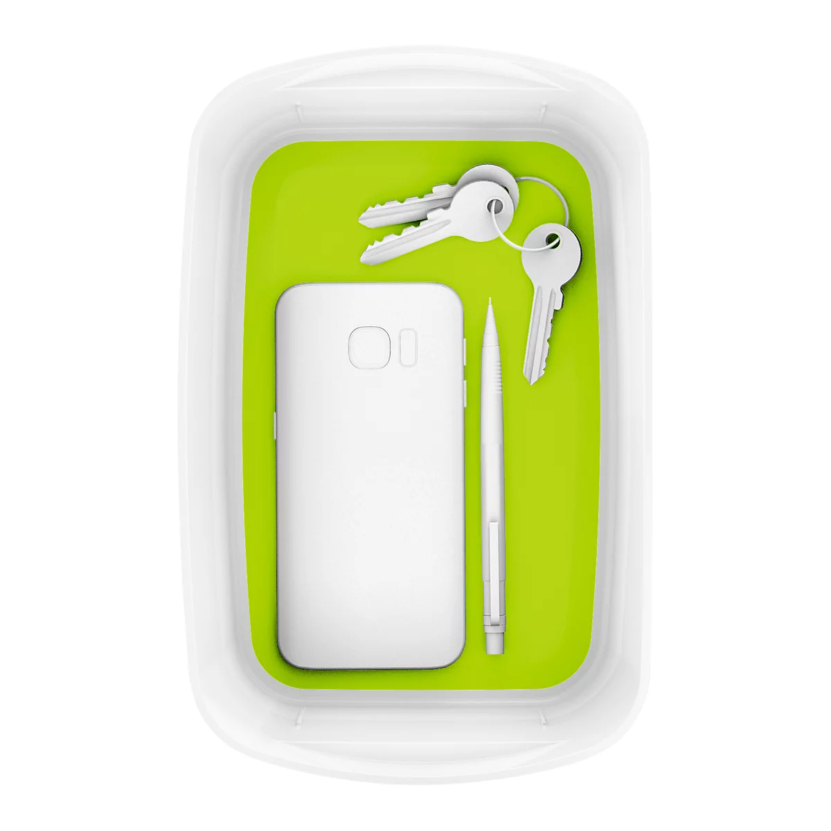 Bac de rangement MyBox Leitz, format A5, en plastique, pour ustensiles, blanc/vert