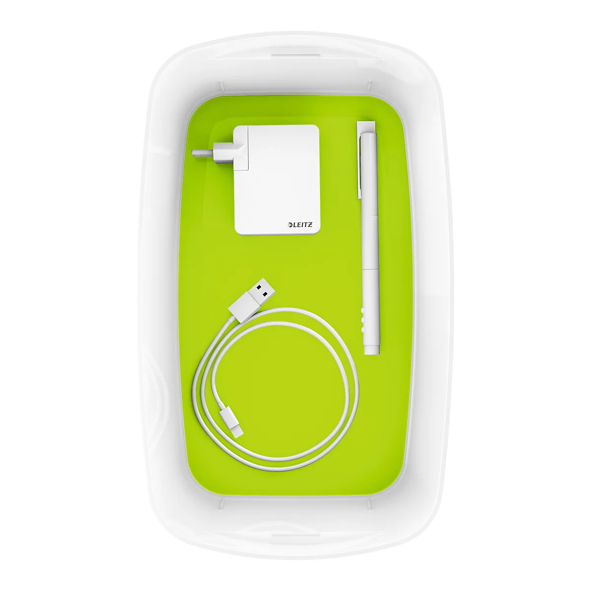 Bac de rangement MyBox Leitz, format A5, pour ustensiles, blanc/vert