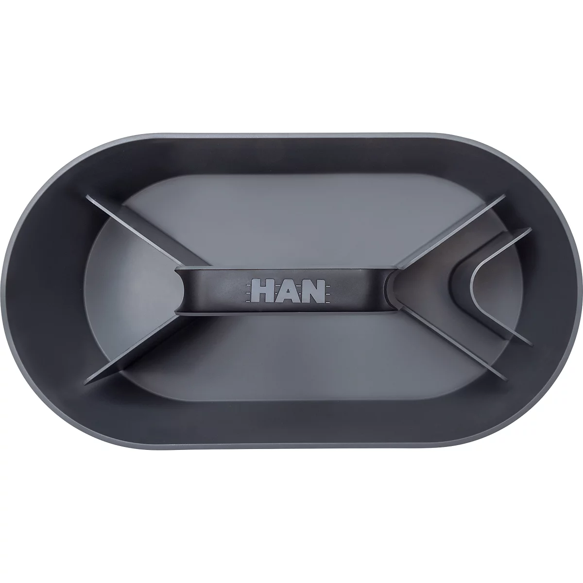 Bac de rangement Toolbox HAN Loft, portable, avec 4 compartiments, L 330 x P 179 x H 175 mm, plastique, gris granit