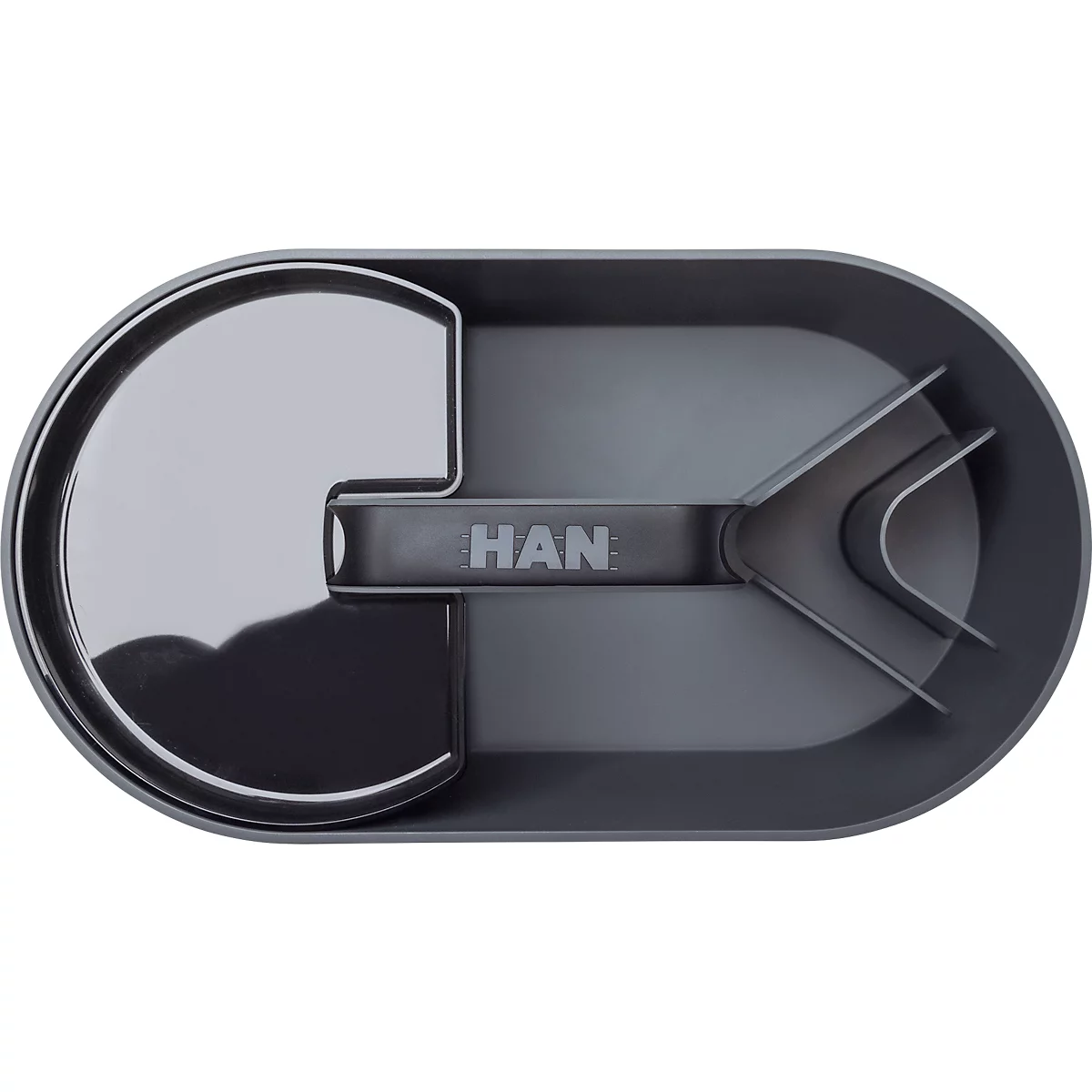 Bac de rangement Toolbox HAN Loft, portable, avec 4 compartiments, L 330 x P 179 x H 175 mm, plastique, gris granit