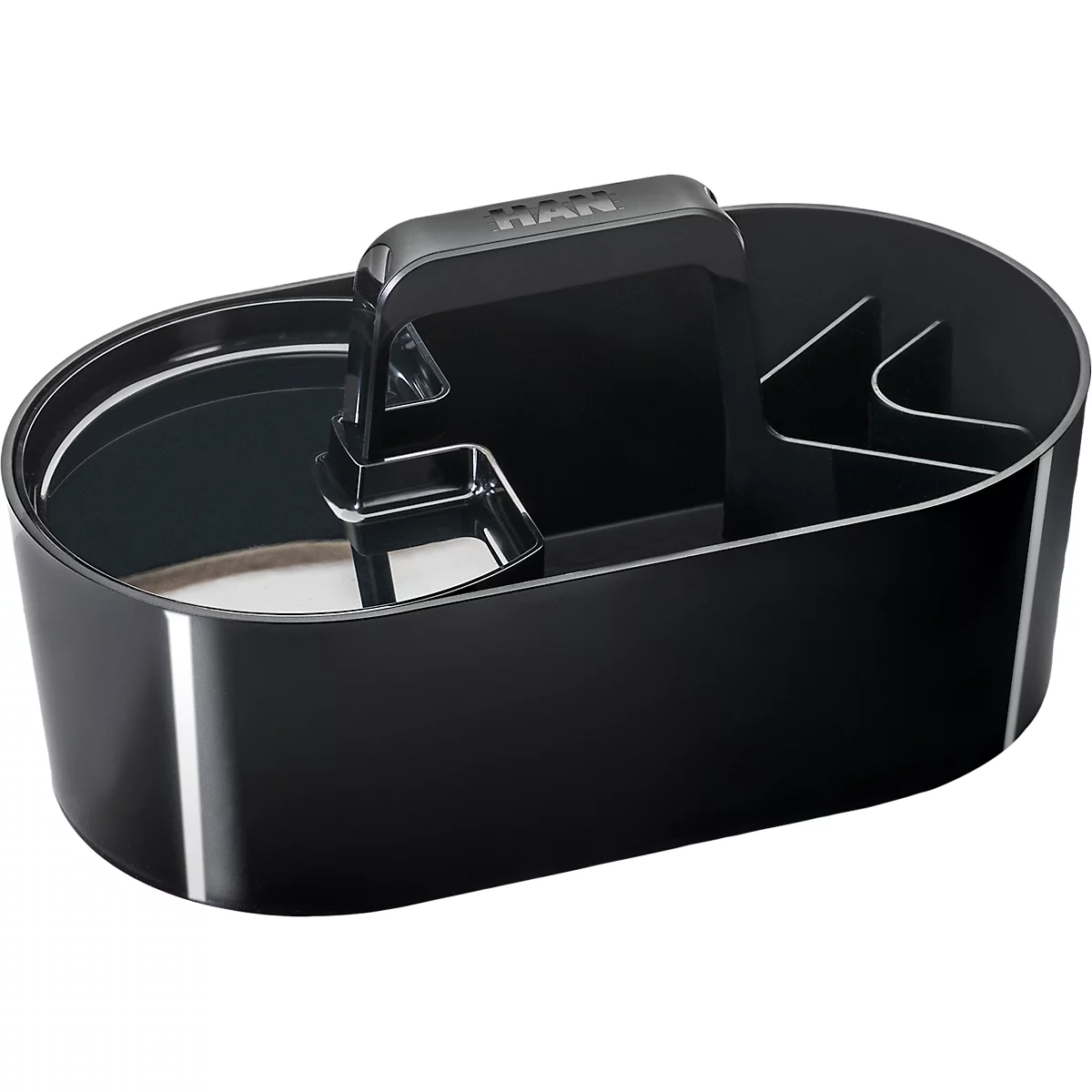 Bac de rangement Toolbox HAN Loft, portable, avec 4 compartiments, L 330 x P 179 x H 175 mm, plastique, noir