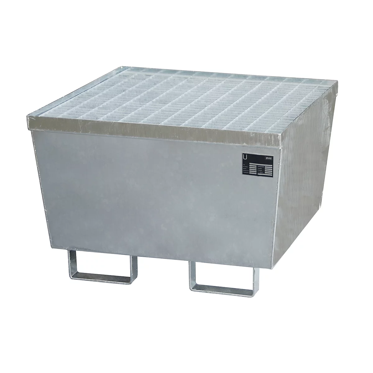 Bac de récupération BAUER AM-1, avec caillebotis, acier, 215 l, L 800 x P 800 x H 545 mm, galvanisé