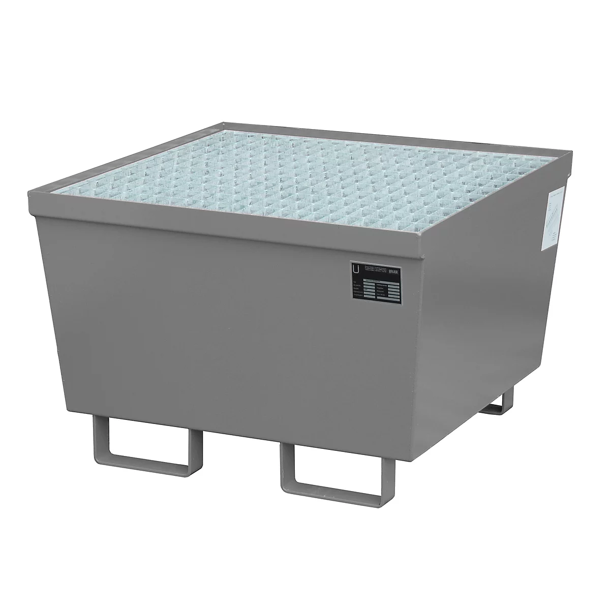 Bac de récupération BAUER AM-1, avec caillebotis, acier, 215 l, L 800 x P 800 x H 545 mm, gris