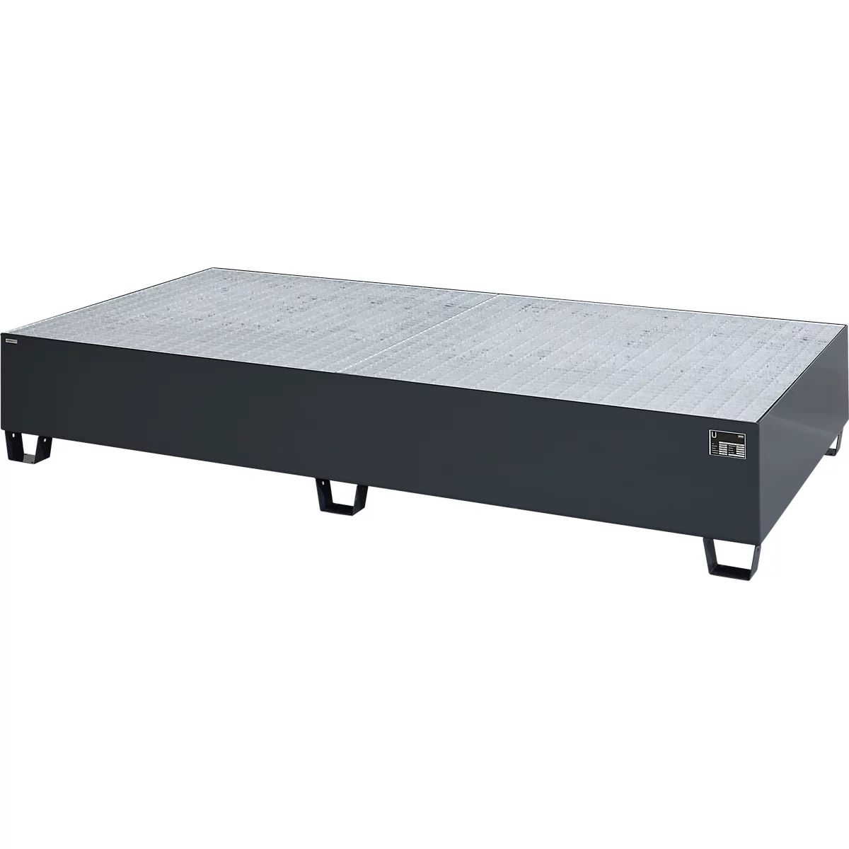 Bac de rétention 1000-2 - acier - L 2650 x l. 1300 x H 435 mm - pour 2 containers de 1000 L - caillebotis galvanisé - anthracite RAL 7016 - Schäfer Shop Pure