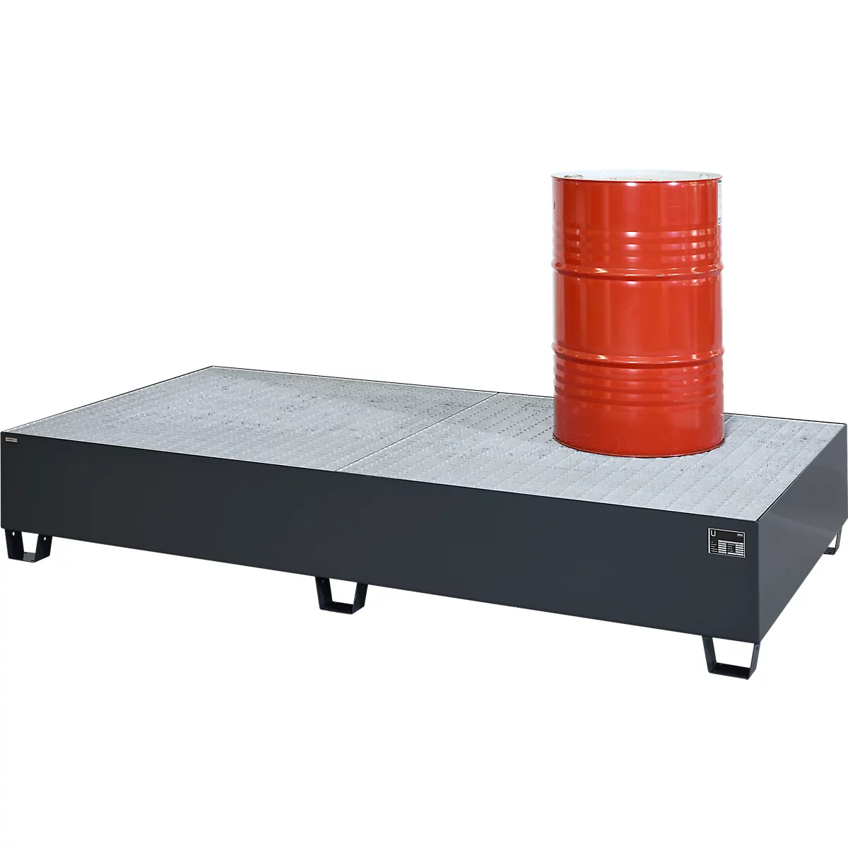 Bac de rétention 1000-2 - acier - L 2650 x l. 1300 x H 435 mm - pour 2 containers de 1000 L - caillebotis galvanisé - anthracite RAL 7016 - Schäfer Shop Pure