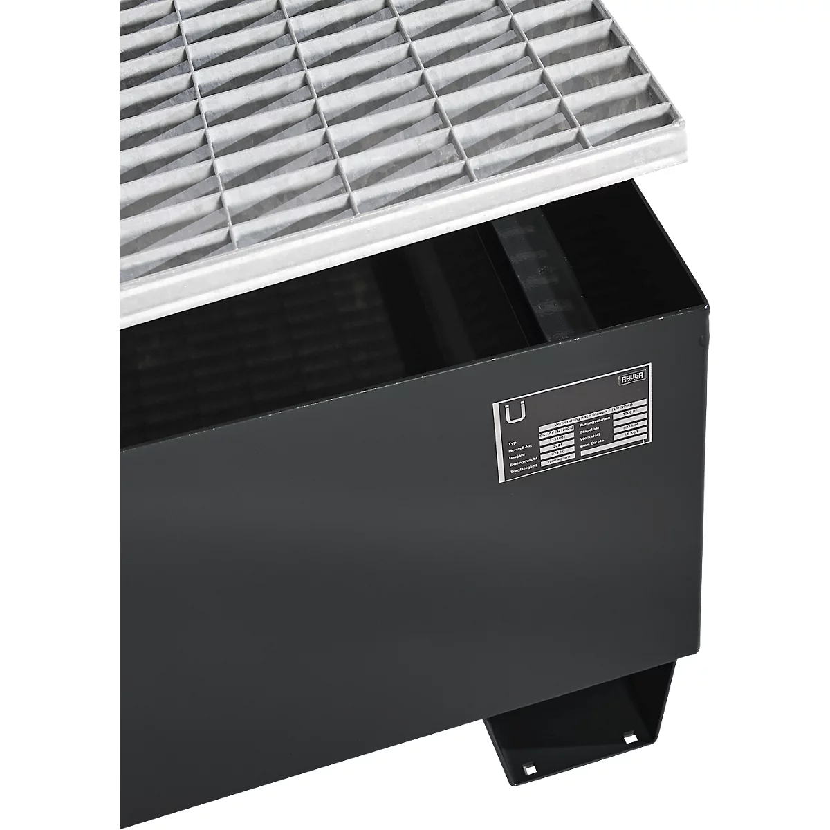 Bac de rétention 1000-2 - acier - L 2650 x l. 1300 x H 435 mm - pour 2 containers de 1000 L - caillebotis galvanisé - anthracite RAL 7016 - Schäfer Shop Pure