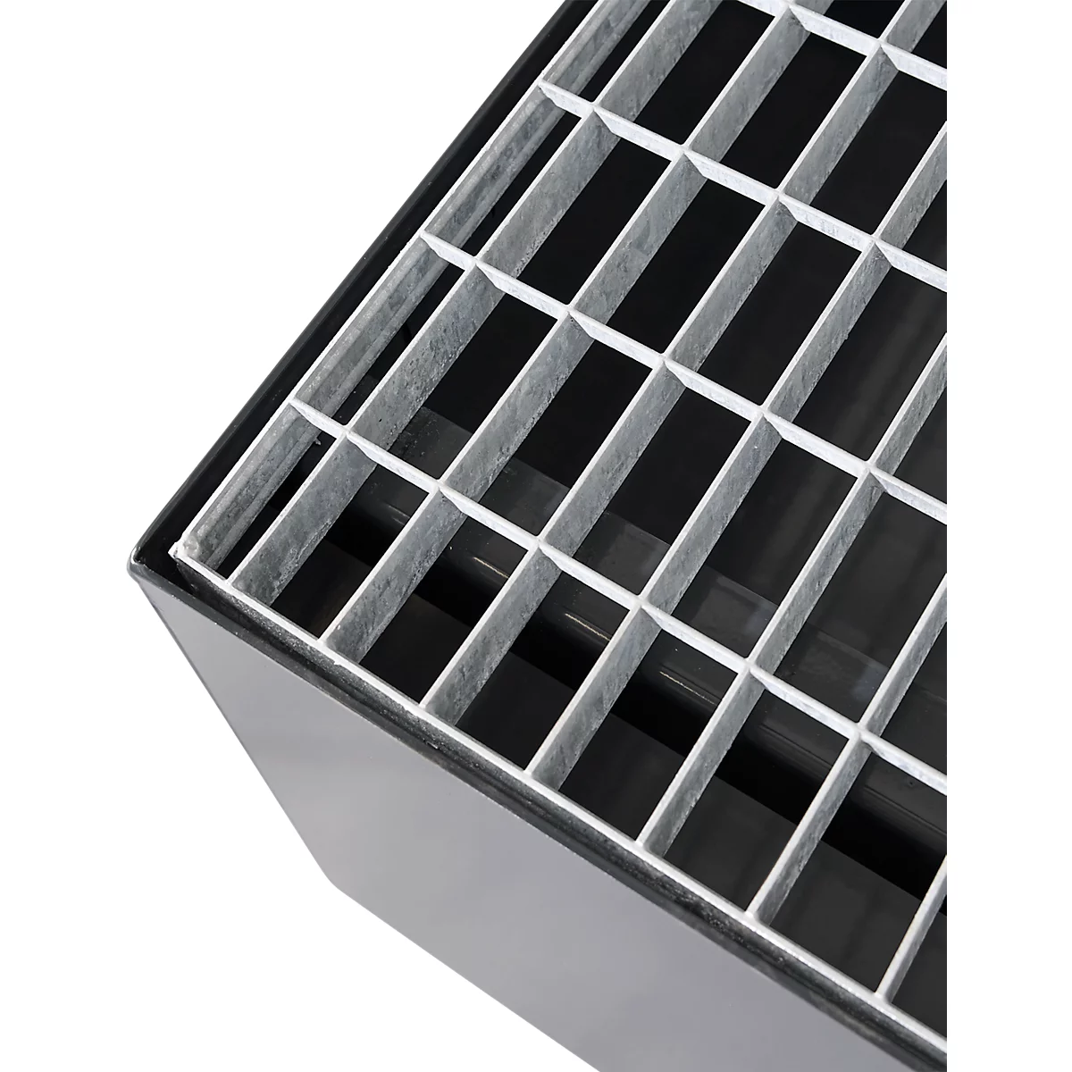 Bac de rétention 1000-2 - acier - L 2650 x l. 1300 x H 435 mm - pour 2 containers de 1000 L - caillebotis galvanisé - anthracite RAL 7016 - Schäfer Shop Pure