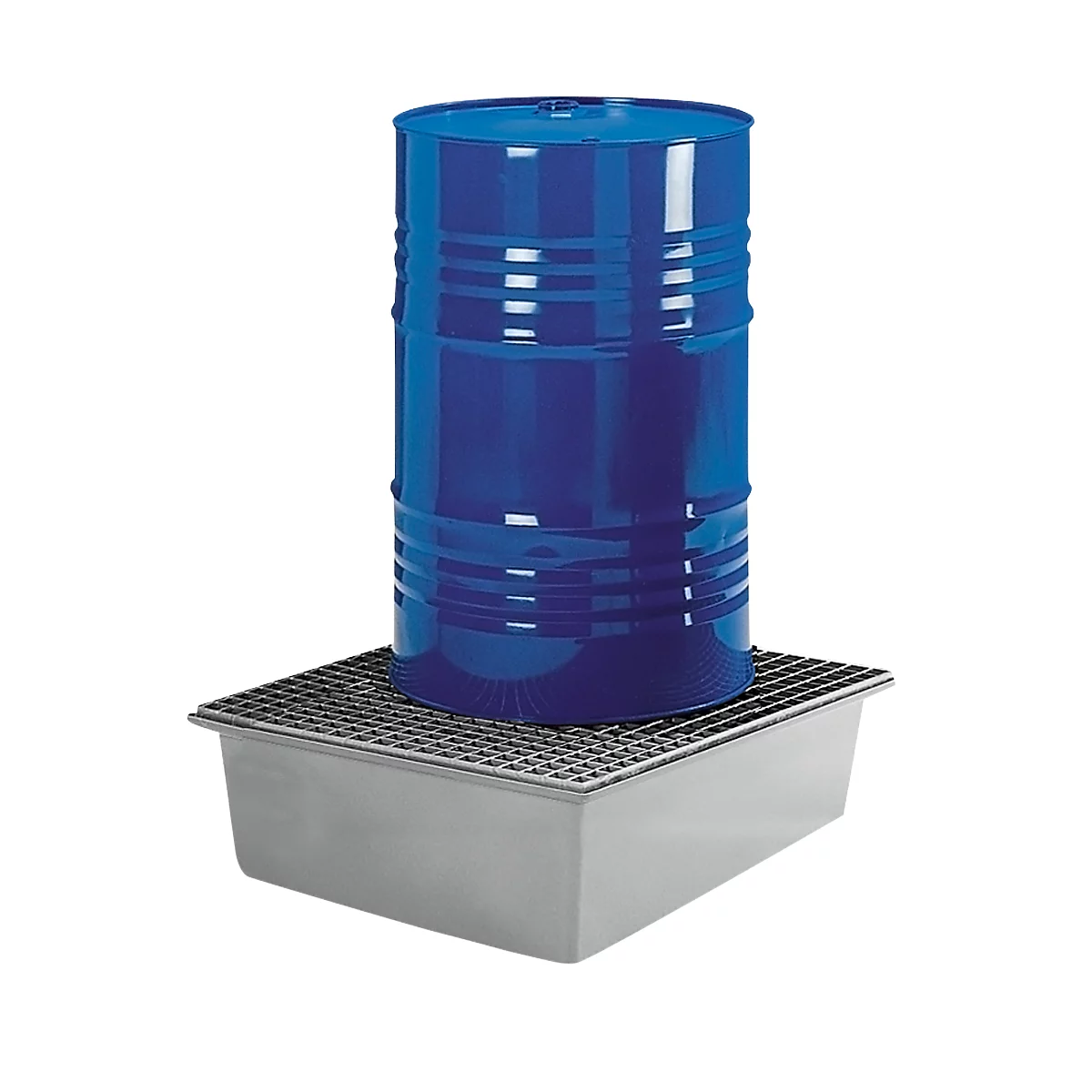 Bac de rétention 220/2 - en plastique renforcé de fibres de verre (PVR) - 220 litres - pour 2 fûts de 220 litres -L 1280 x l. 850 x H 270 mm - avec caillebotis