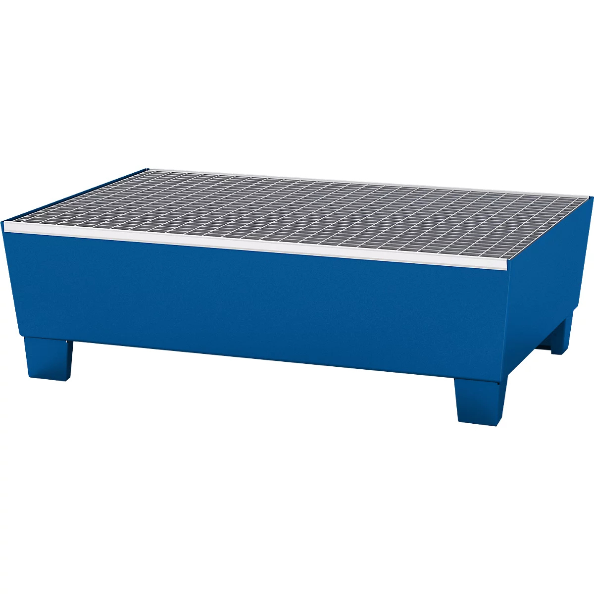 Bac de rétention ASECOS, en acier, avec grille et patins de chariot élévateur, capacité de 200 l, L 815 x P 1235 x H 350 mm, peint