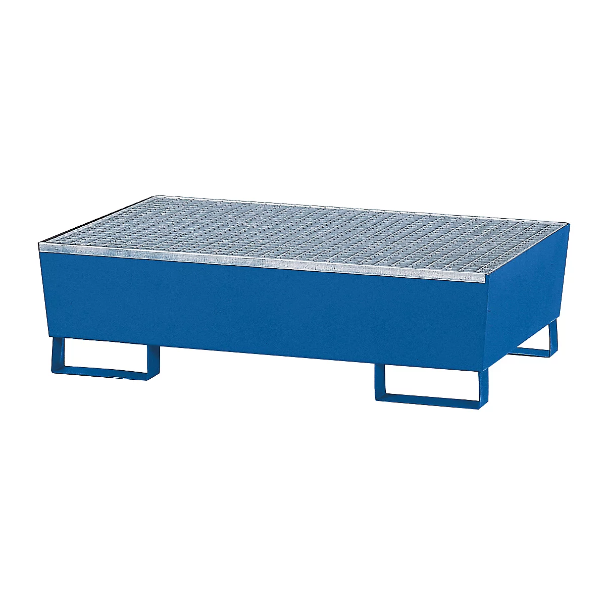 Bac de rétention ASECOS, en acier, avec grille et pieds de socle, capacité de 200 l, L 815 x P 1235 x H 350 mm, peint ou galvanisé