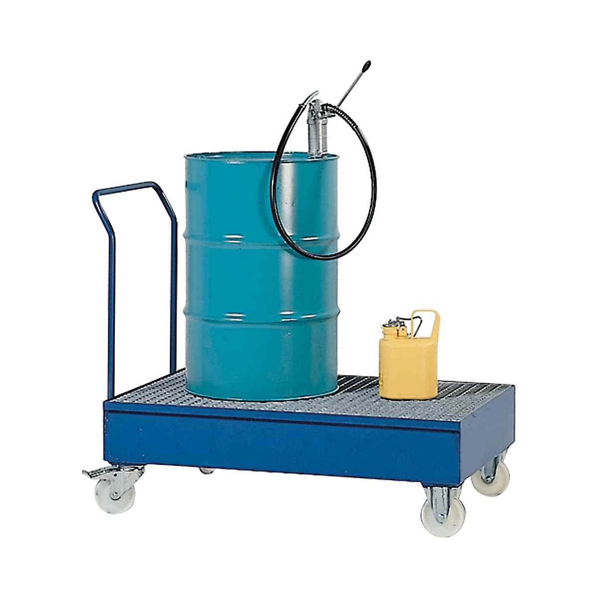 Bac de rétention ASECOS, en acier, mobile, avec grille, capacité de 200 l, L 850 x P 1450 x H 1150 mm, peint ou galvanisé