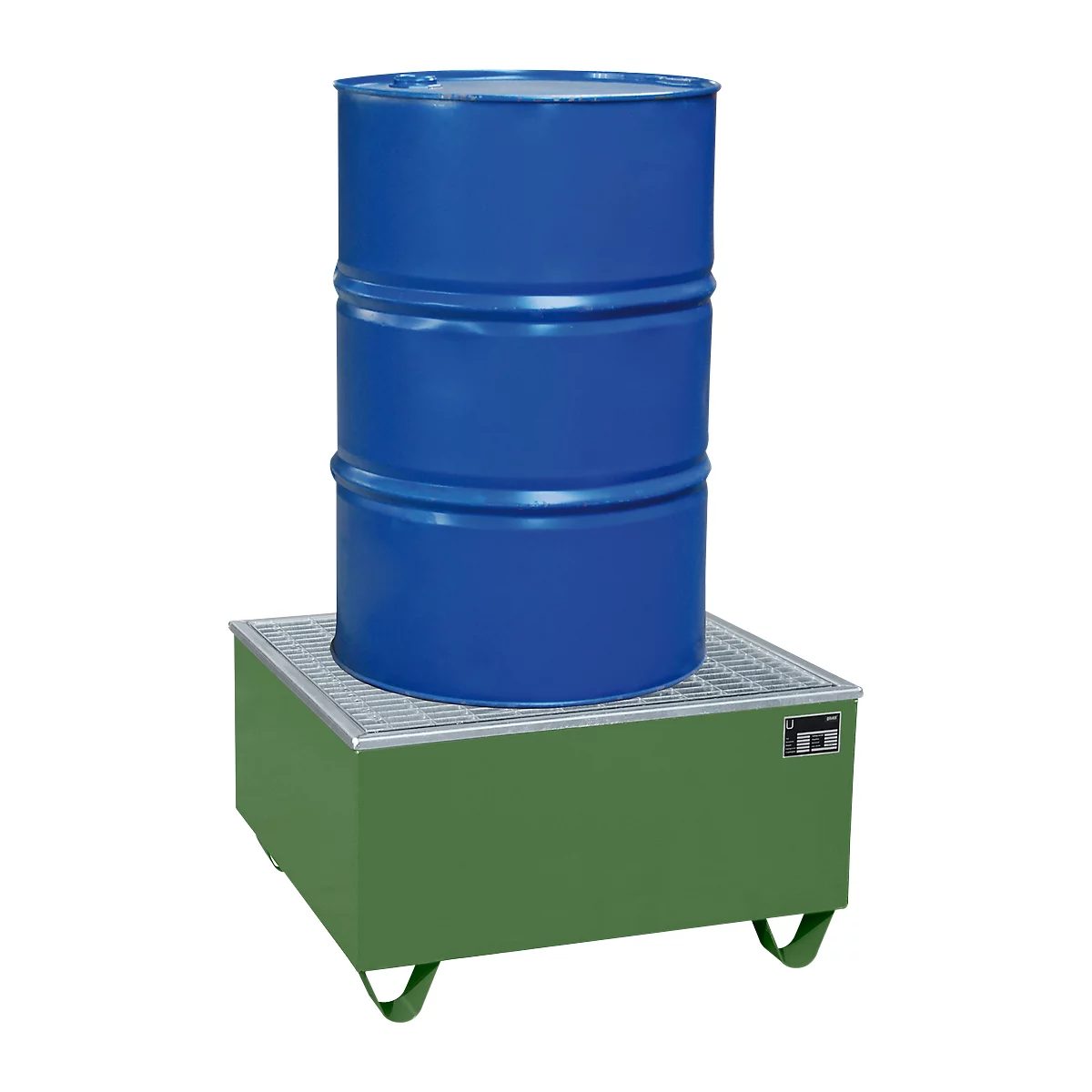 Bac de rétention AW-1/PE - acier - 200 litres - 1 fût de 200 litres - L 815 x P 815 x H 470 mm - vert résada RAL 6011