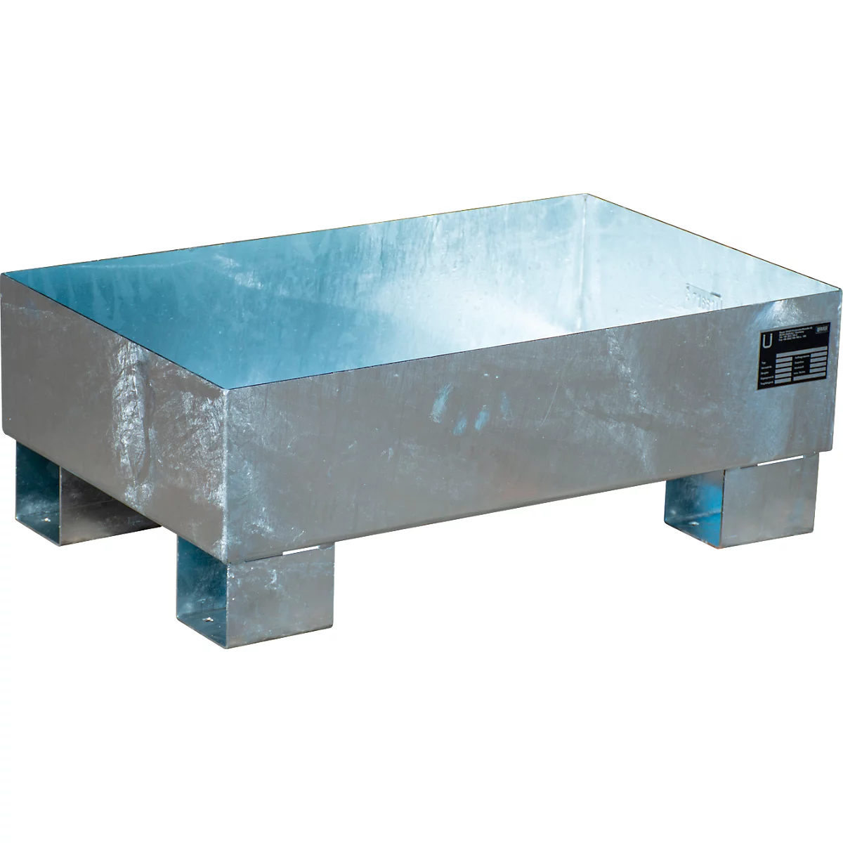 Bac de rétention AW60-1 - 65 litres - L 800 x l. 500 x H 290 mm - sans caillebotis - galvanisé