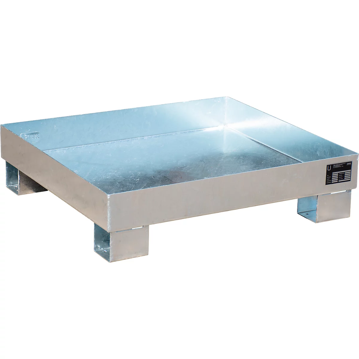 Bac de rétention AW60-2 - 68 litres - L 900 x l. 800 x H 220 mm - sans caillebotis - galvanisé